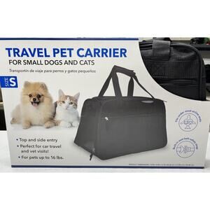 Travel Pet Carrier For Small Dogs And Cats Air/Car Travel Black Faux Fur Pad